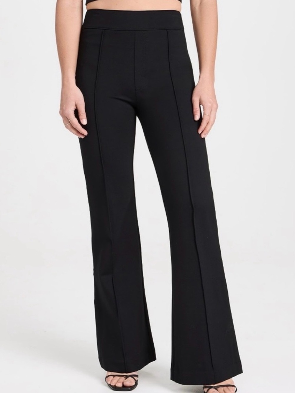 SPANX The Perfect Pant Hi-Rise Flare Ponte Pants Black Medium Tall